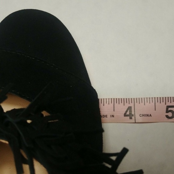 NWB C Wonder Gabrielle Black Slingback Heels Sandals Leather Suede Fringe Sz 8 - Picture 13 of 16